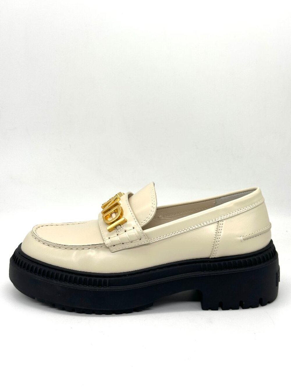 FENDI Fendigraphy Graphy Signature Logo Leather Platform Loafers Shoes - Picture 2 of 16